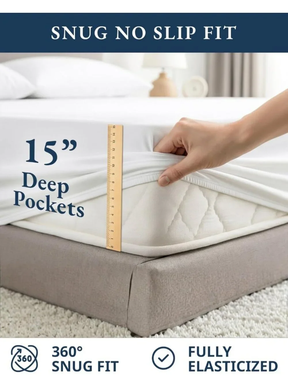 Organic Cotton Full Size Sheet Set - 4pc Percale Cooling Linen - White Bedding